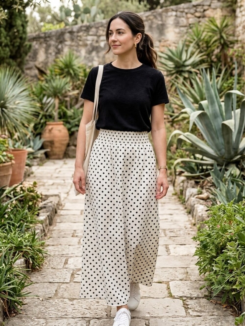 Bailey White And Black Polka Dot Skirt.